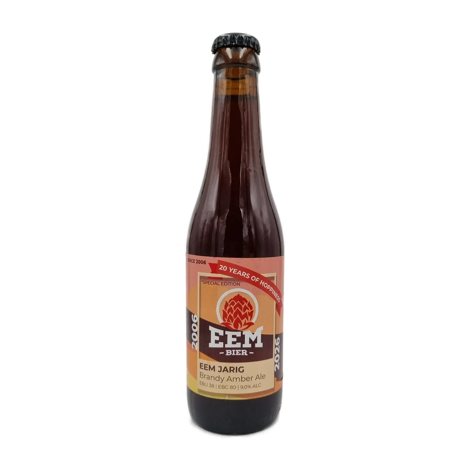 Jarig 2006-2026 Amber Macieira Brandy 33cl - Eembier Jubileumbier
