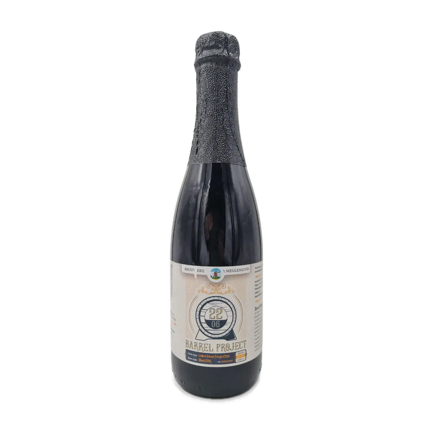 22.06 Barrel Project Black IPA gerijpt op Vatted Island whisky vaten 375ml - Brouwerij 't Meuleneind